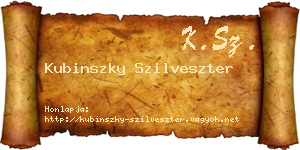 Kubinszky Szilveszter névjegykártya
